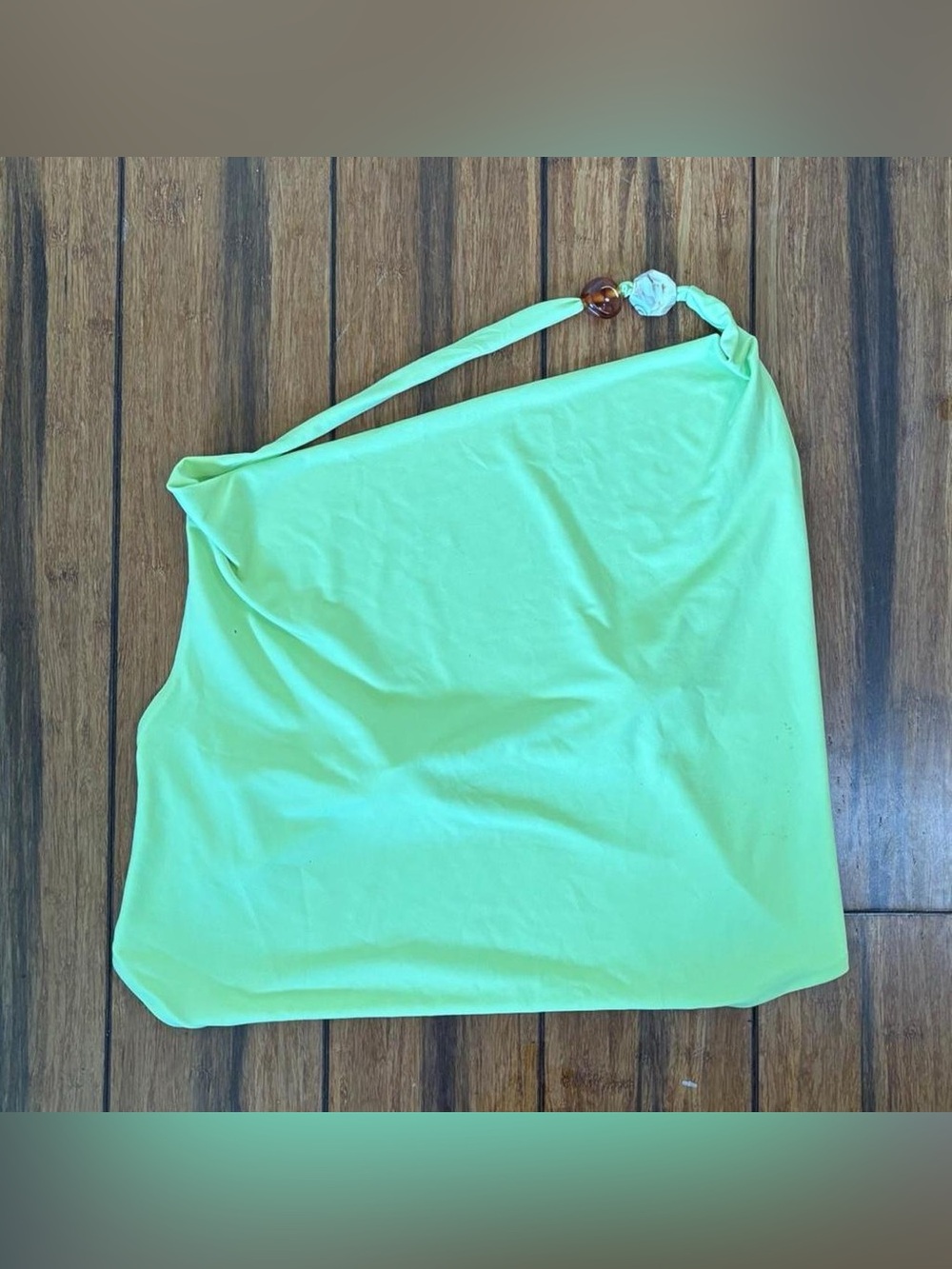 green one shoulder crop top - glassons